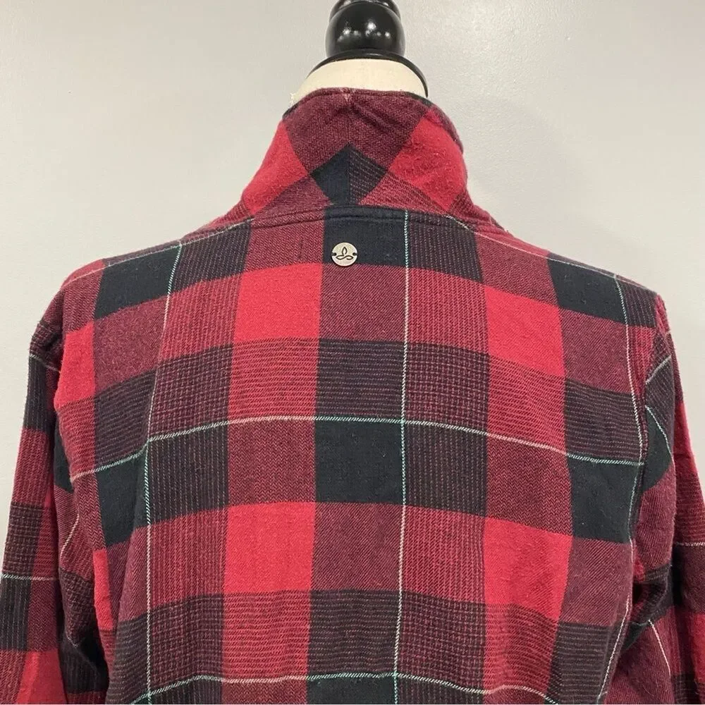 PRANA S Frosty Flake Organic Cotton Buffalo Plaid Flannel Pajama Top Winter Warm